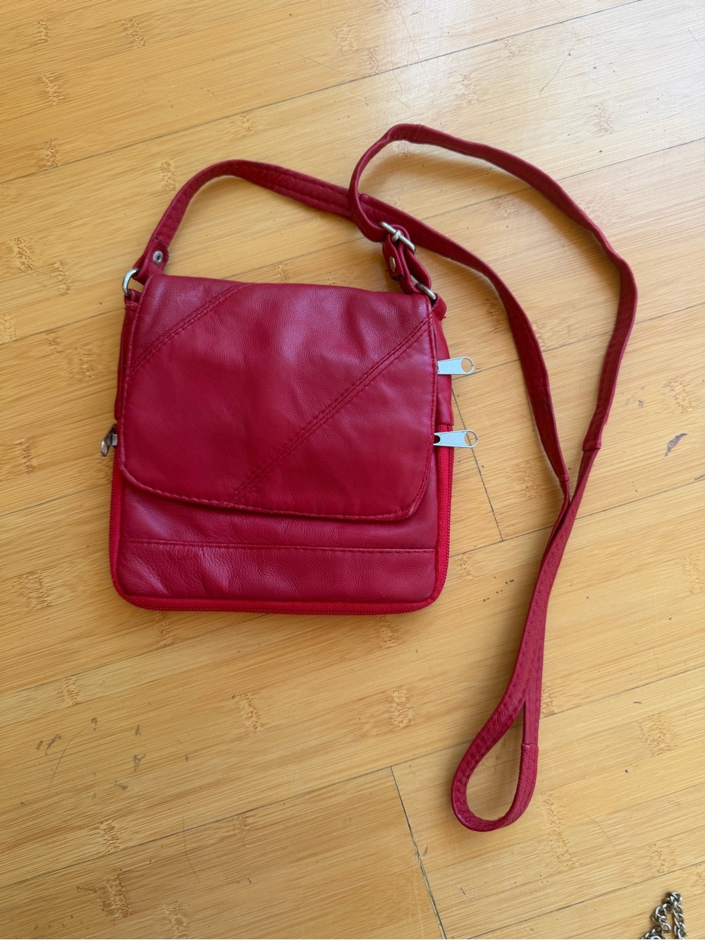 Red Pleather Crossbody Bag - Women's Shoulder Purse